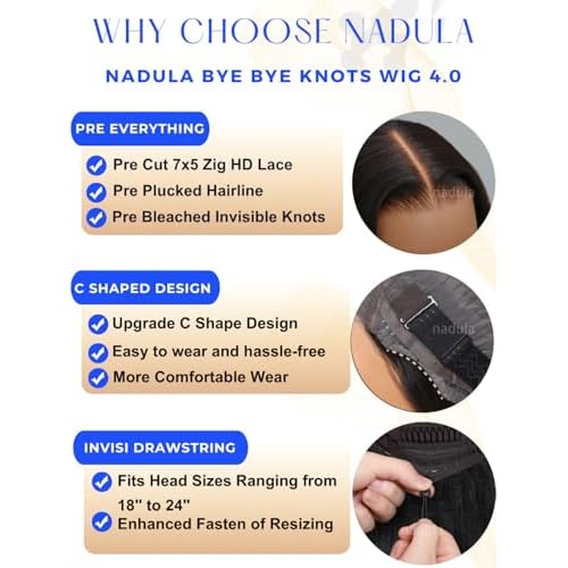 Nadula 8inch Yaki Straight Bob Drawstring Wig Human Hair Glueless Pre Cut 7x5 HD Bye Bye Knots Lace Front Wig Pre Plucked Invisible Knots Ready to Wear Short Light Yaki Bob Wigs 150% Density