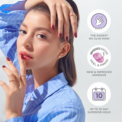 KISS imPRESS No Glue Mani Press On Nails, , 'All Black', Black, Short Size, Squoval Shape, Includes 30 Nails, Prep Pad, Instructions Sheet, 1 Manicure Stick, 1 Mini File