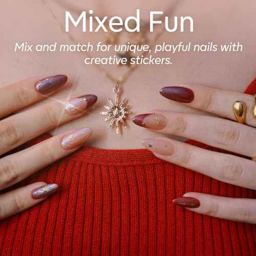 Modelones Gel Nail Polish Kit with UV Light, Milky White Nude Glitter Pink Red Gold Fall Metallic Manicure Set with Base Top Coat Star Stickers 4 Colors Gel Mini Salon Nail Art Gift for Women Girl