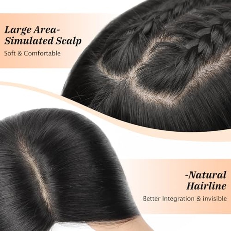 Hair Toppers for Women Real Human Hair,Natural Black Hair Topper 12 Inch Large Silk Base 3.5x5.5 Inch Hair Pieces for Women with Thinning No Bangs for Add Volume