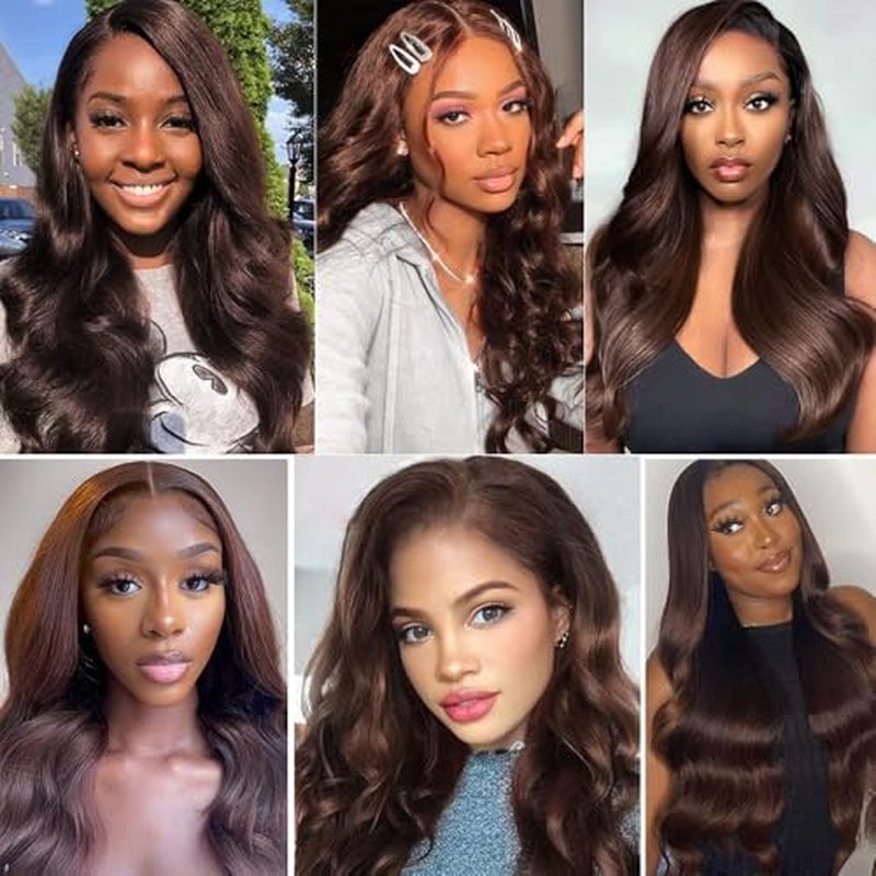 Brown Bundles Color 4 Body Wave Chocolate Brown Human Hair Bundles Dark Brown Weave Brazilian Human Hair Double Weft Body Sew In Extensions 24 26 28 Inch for Black Women