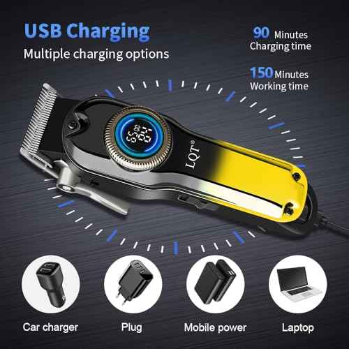 LQT¢ç Hair Clippers for Men Professional, Body Hair Trimmer & Cordless Grooming Set with LED Display Zero Gap Clippers,Fade Haircut Kit, Electric Hair Cut Machines- Ideal Gifts for Men (Gold)