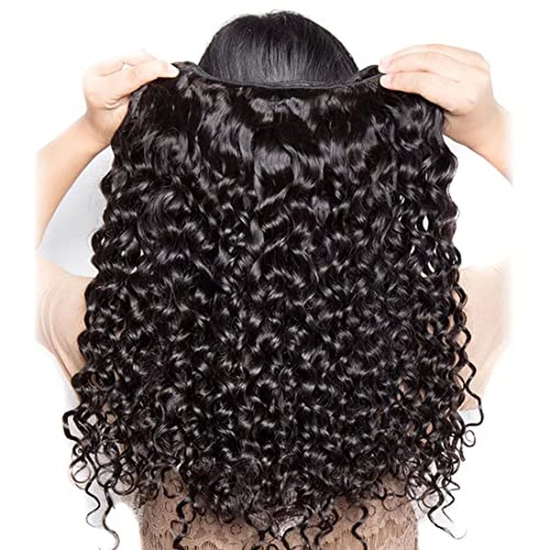 Brazilian Water Wave Bundles Human Hair 12A Unprocessed Virgin Hair(18 20 22 Inch)3 Bundles Wet and Wavy Human Hair Bundles Hair Extensions for Black Women Natural Color