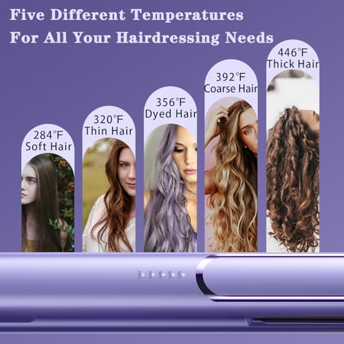 Christmas Gift for Girlfriend/Mom, Hair Straightener for Women Flat Iron Hair Straightener and Curler 2 in 1 - Birthday Gift for Women & Mom, Hair (Purple)