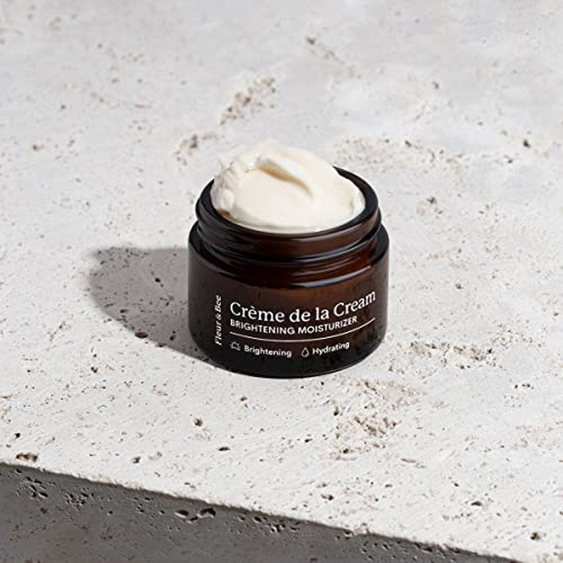 FLEUR & BEE Brightening Moisturizer | Clean, 100% Vegan | Anti Aging, Wrinkle Cream with Vitamin C | Wrinkles, Hyperpigmentation & Dark Spot Corrector for Face | Cr?me de la Cream 1.5 oz