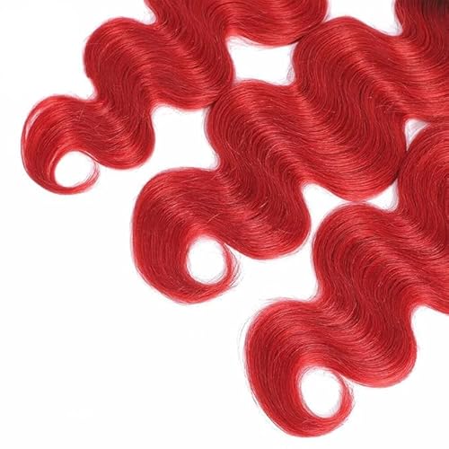 Burgundy Bundles Human Hair Bright Red Body Wave Bundle 22 22 22 Inch Peruvian Virgin Hair 3 Bundles Red Bundle Hair Weave 100g/Pc