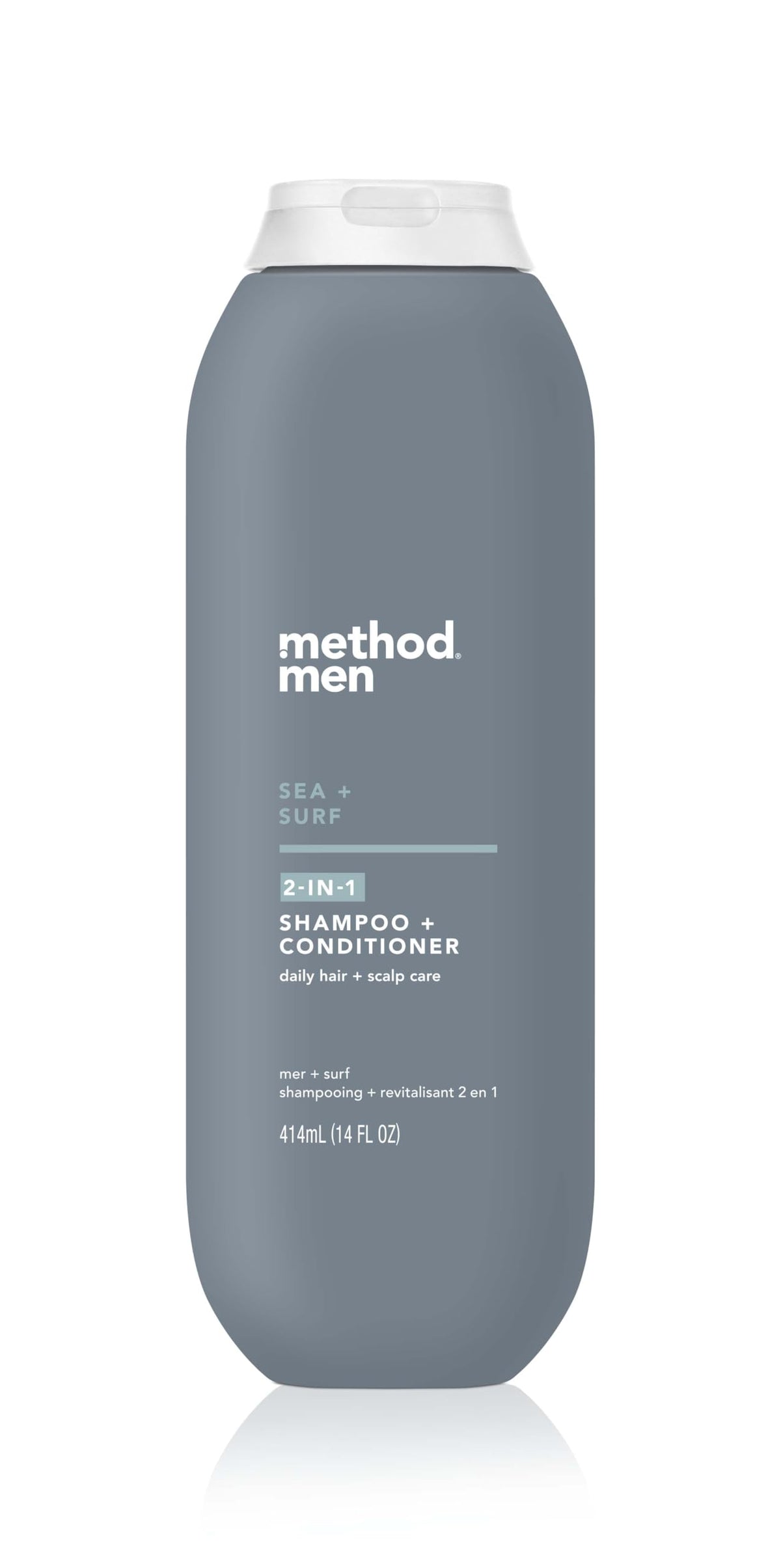 Method Men 2-in-1 Shampoo and Conditioner, Sea + Surf - Cleans and Conditions with Argan and Jojoba Oil - Made without Parabens - 14 oz