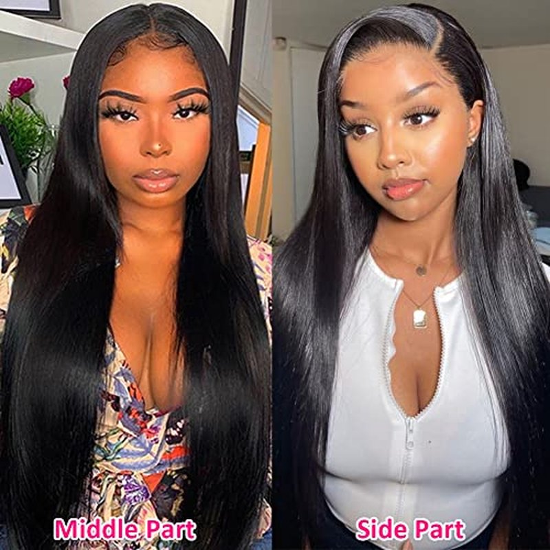 Subella 13x5 HD Lace Front Wigs Human Hair Pre Plucked Hairline with Baby Hair 220% Density 12A Transparent Straight Human Hair Wigs for Black Women (18inch)