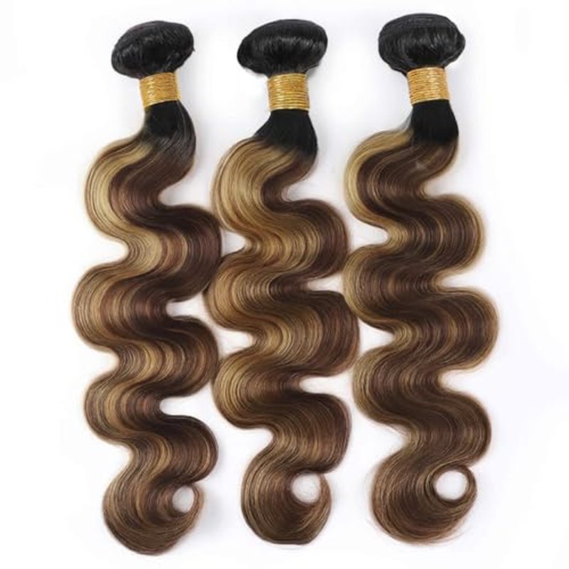 Highlight Bundles Ombre Brown Body Wave Human Hair Bundles P427 Blonde Body Wave Hair Double Weft Two Tone Blonde Bundles Mixed With Brown Hair Extensions 24 26 28 inch