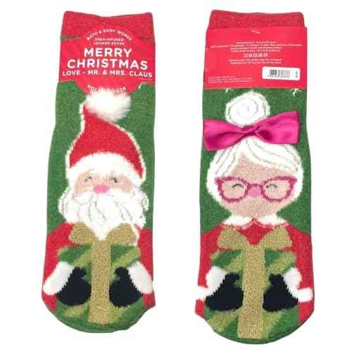 Bath and Body Works Mr & Mrs Claus Moisturizing Lounge Socks Infused with Shea Butter One Size Fits Most