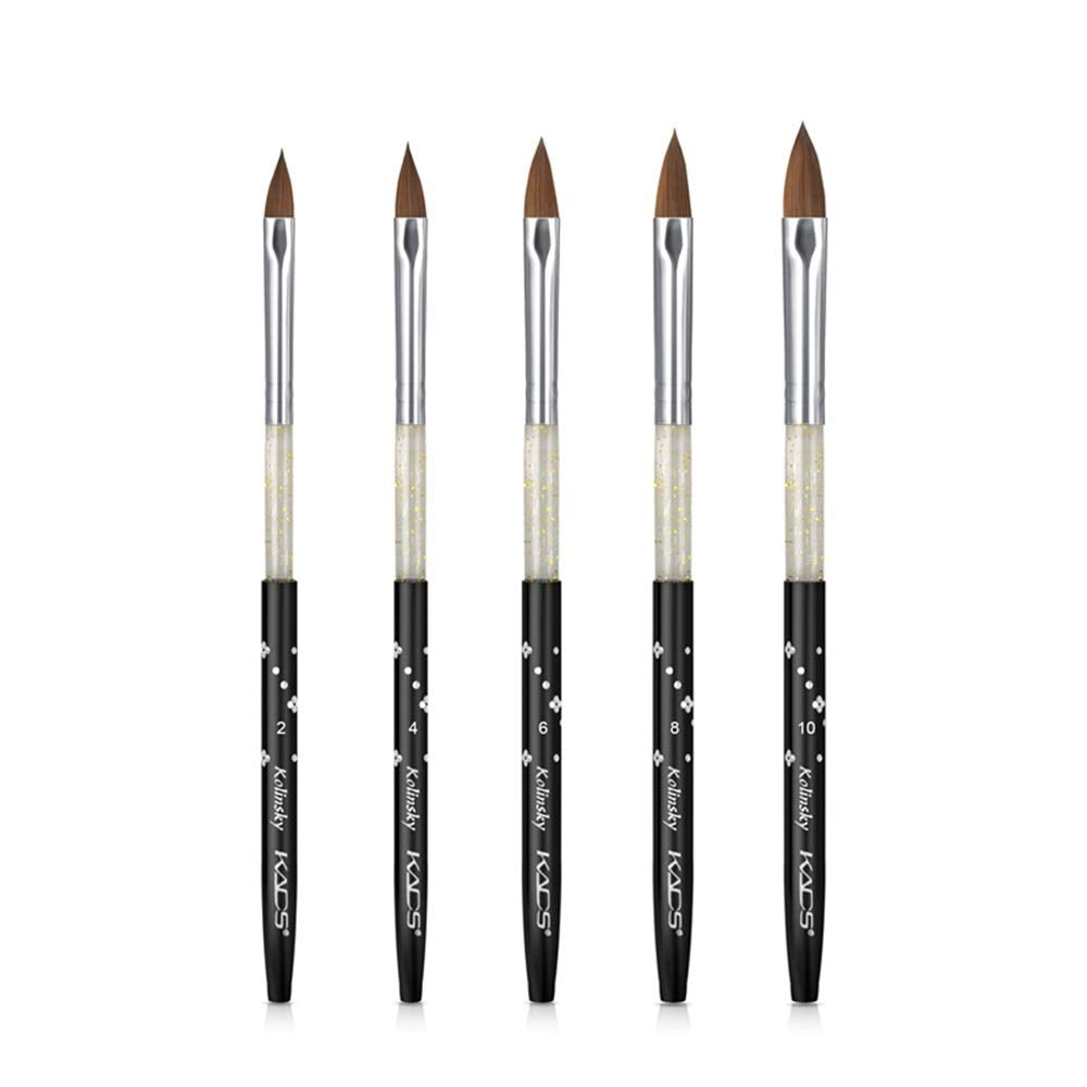 Rolabling 5Pcs Kolinsky Acrylic Nail Brush Nail Painting Pen Brushes Set