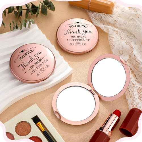 Soaoo 24 Set Inspirational Compact Mirrors Bulk You Rock Thank You for Making a Difference Double Sided Small Pocket Mirrors for Women Bridal Shower Wedding Employee Coworker Summer Christmas Gift