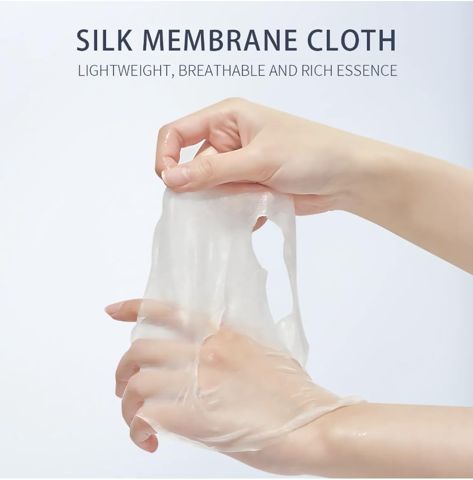 Brightening Face Sheet Mask, Set of 10 - Japanese Hydrating Beauty Skincare with Sakura Extract for Women and Men - Moisturising Anti Aging Facial Treatment - Ideal for Sensitive Skin