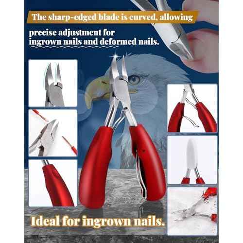 Nail Clippers Set,Toe Nail Clippers for Ingrown & Thick Toenails,Toe Nail Clippers for Thick Nails for Seniors Men Women,Professional Heavy Duty Toenail Clippers with Stainless Steel 4Pcs (red)