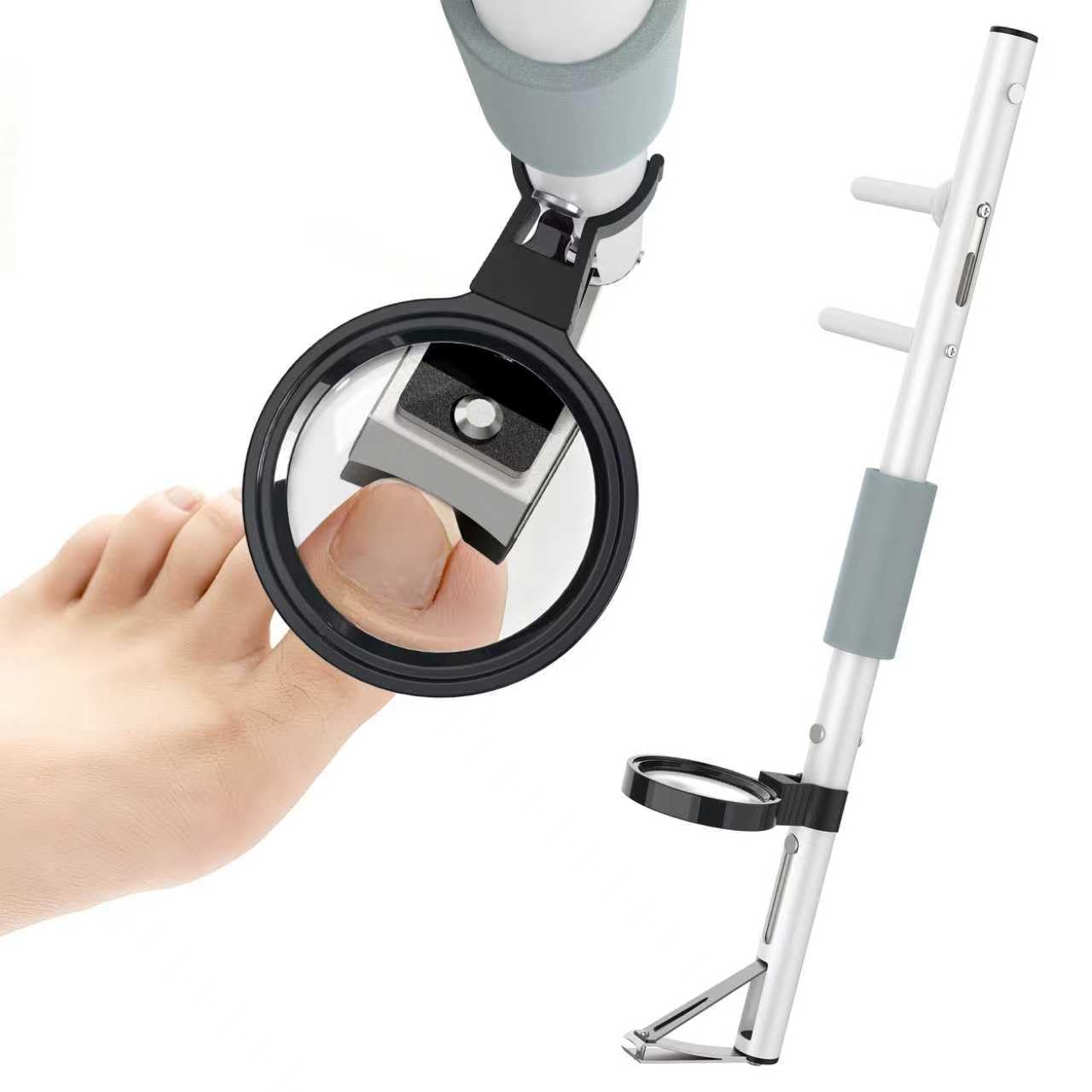 Long Handled Toenail Clippers with Magnifier, Easy Reach Pedicure Auxiliary Tools, for Seniors, Thick Nails,Overweight, Arthritis Sufferers,Ergonomic Wide Jaw Opening,Easy to Carry,(16Inch/40cm)