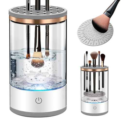 Electric Makeup Brush Cleaner with Brush Clean Mat, USB Charging Automatic Electric Makeup Brush Cleaner, Makeup Brush Cleaner Machine Fit For All Size Makeup Brush, Great Gift for Women Girls