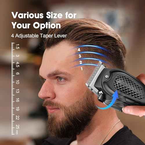 HIENA PRO Professional Hair Clippers for Men, Cordless&Corded Barber Clippers for Hair Cutting, Rechargeable Beard Trimmer, LED Display, Gifts for Men (Black)