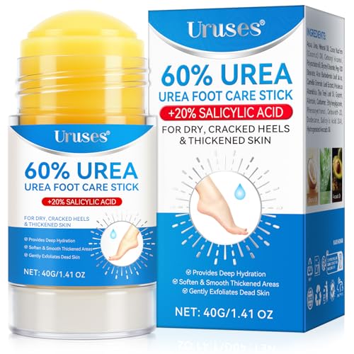 Urea Cream 60% plus Salicylic Acid 2% Urea Foot Care Stick, Foot Cream for Foot Callus Remover, Feet Moisturizer Stick for Dry Cracked Heels, Hands, Knees, Hydrating Heel Balm, Easy To Use