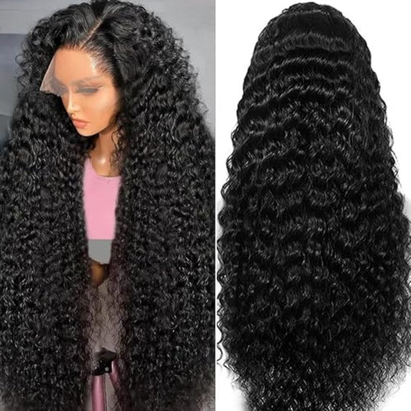 Deep Wave Lace Front Wigs Human Hair 200% Density 13x6 HD Transparent Deep Wave Frontal Wigs Human Hair With Baby Hair(24 Inch)