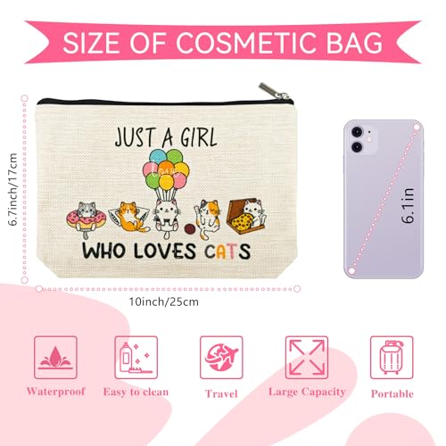 DJOLY Cat Lover Gifts for Women Makeup Bag, Cute Themed Lady Gifts for Girls, Accessories Cosmetic Pouch for Teens Kids Daughter Sister, Funny Mom Birthday Christmas Decorations