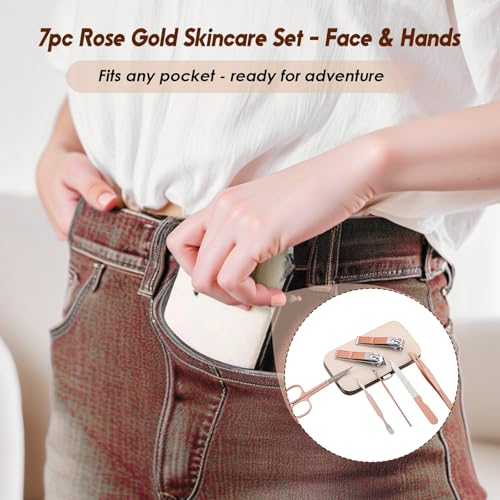 7 Pcs Manicure Set with Nail Clippers Scissors Files, Portable Grooming Kit for Home Office Travel with Storage Case