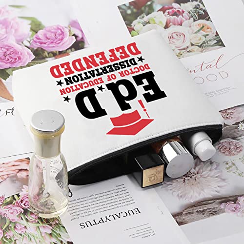 CMNIM EdD Gift Doctor Of Education Dissertation Defended Makeup Bag for Doctorate Graduation Gift for Her