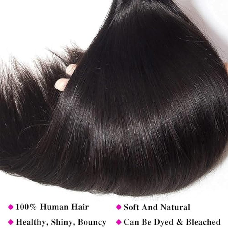 12A Straight Bundles Human Hair 22 24 26 Inch 3 Bundles Human Hair Straight Human Hair Bundles 100% Unprocessed Brazilian Virgin Human Hair Extension