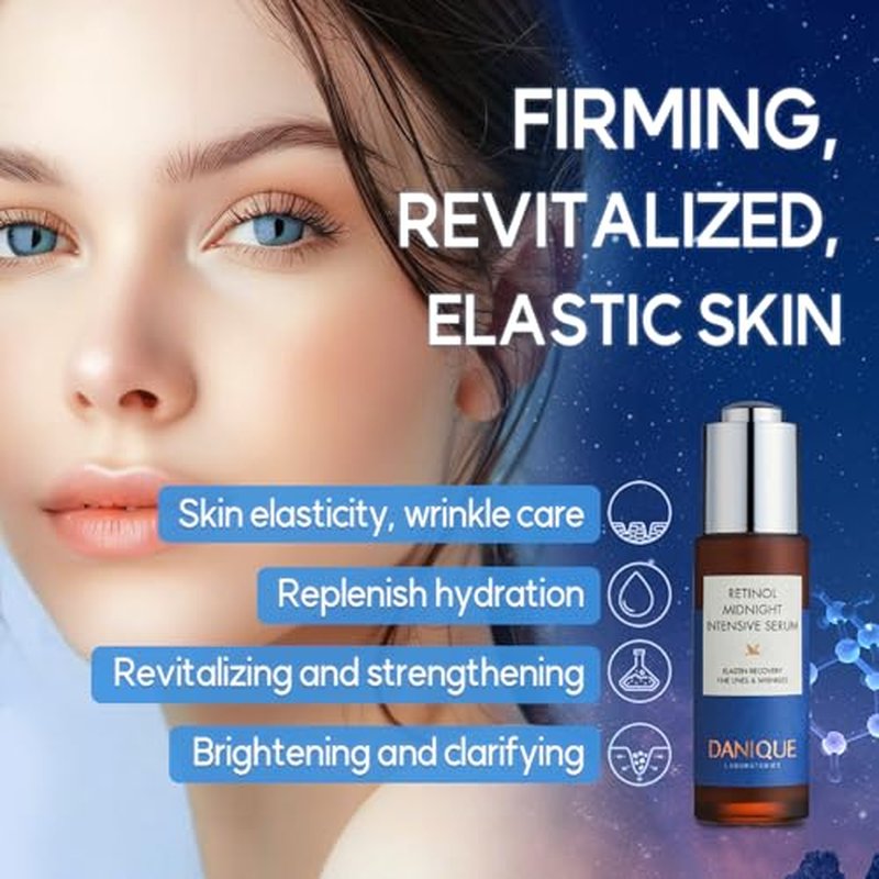 DANIQUE Retinol Midnight Intensive Serum - Stem Cell Advanced Solution for a Youthful Look and Wrinkle Care - 30ml, Korean Skin Care Beauty Serum Booster