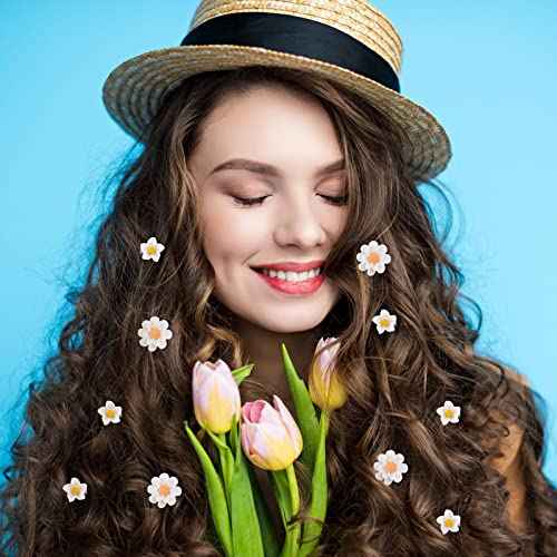 BBTO 24 Pcs Mini Flower Hair Clip for Girls Women Lily Daisy Flower Small Hair Pin Wedding Bridesmaid Bridal Clips Elegant Hair Accessory for Party Daily(White Yellow, Dark Purple, White, Light Blue)