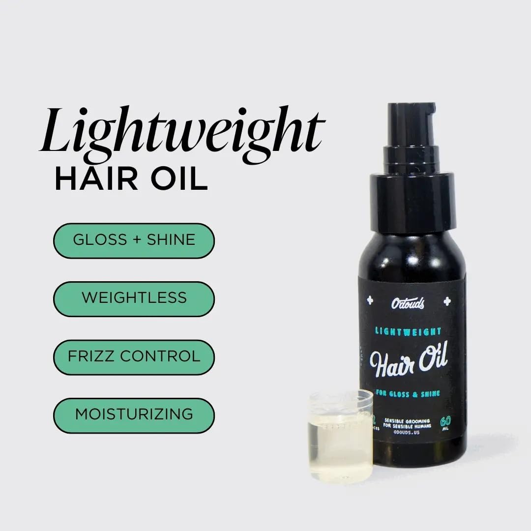 O'Douds Lightweight Hair Oil - Adds Gloss, Shine & Luster with Frizz Control - For Fine, Thin & Naturally Greasy Hair - Eucalyptus & Sage Scent, 2oz.