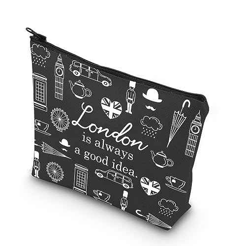 London City Skyline Zipper Pouch Makeup Bag - London Is Always A Good Idea (BLK)