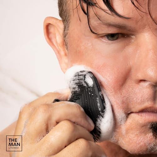 The Man Silicone Face Scrubber for Men, Exfoliating Face Massager, Flex Face Brush for Men, Removes Dead & Dry Skin, Shower Facial Cleansing Brush (Single Face Scrubber)