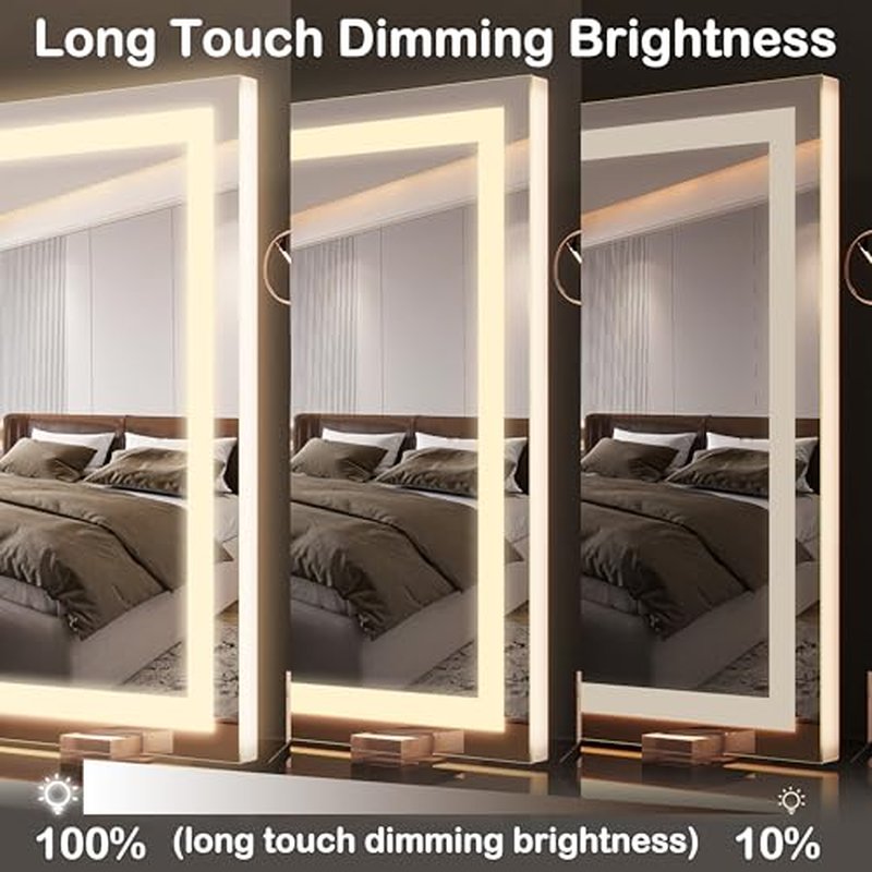 FENNIO Makeup Mirror with Lights 23"x32" £¬LED Makeup Mirror £¬Large Vanity Mirror with Lights£¬Touch Sensor with Dimmable 3 Modes, Square White