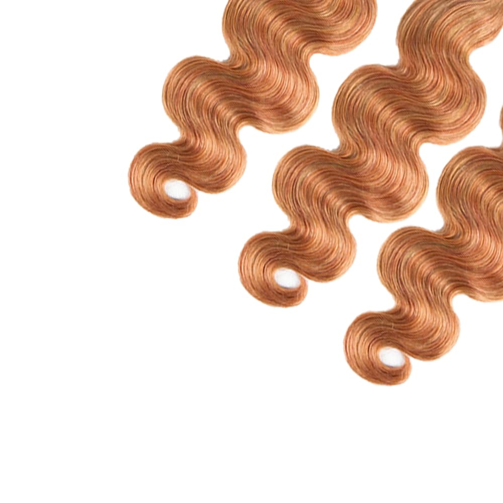 300g P2730 Bundles Human Hair Honey Blonde Body Wave Bundle Brazilian Unprocessed Virgin Hair 3 Bundles 24 26 28 Inch Double Weft 2 Tone Blonde and Light Brown Bundle Hair Weave