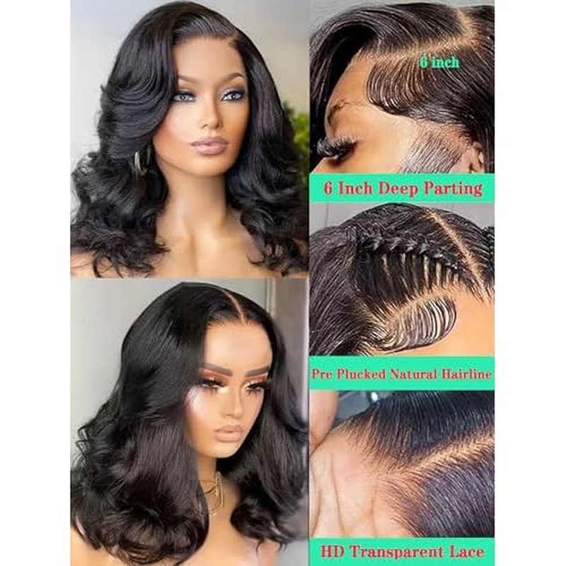 13x6 Lace Front Wigs Human Hair Pre Plucked 200% Density 16 Inch Body Wave Lace Front Wigs for Women HD Transparent Glueless Wigs Human Hair Pre Plucked with Baby Hair