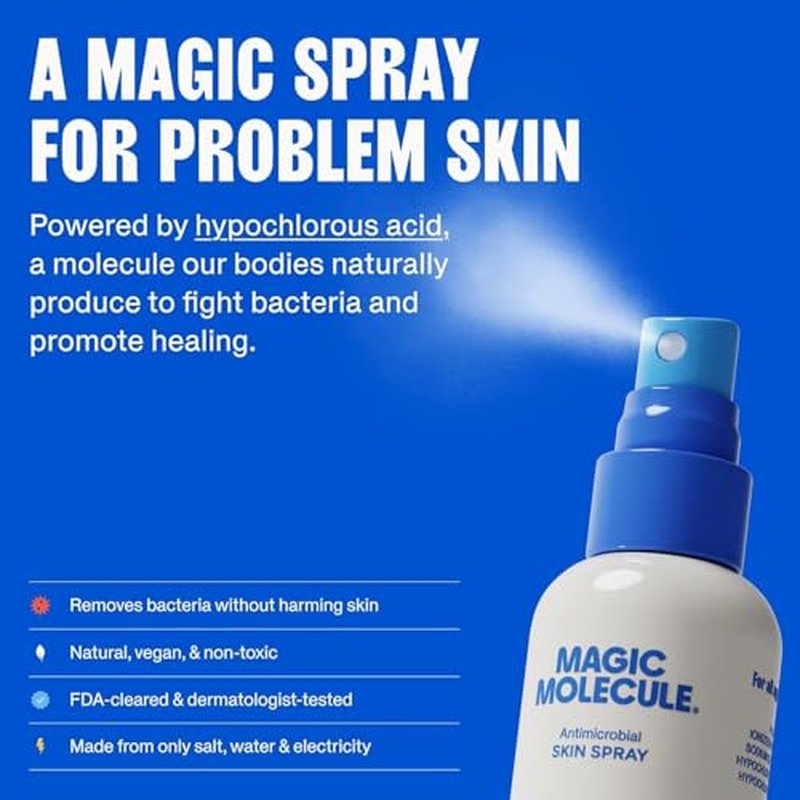 Magic Molecule Hypochlorous Acid Spray ? Soothing Facial Mist for Redness & Irritated Skin ? Cleansing & Purifying ? Everything Home & Travel Bundle (1x 8oz + 2x 3.4oz)