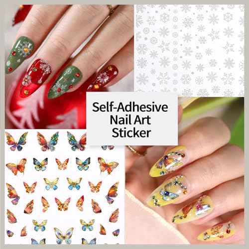 FANDAMEI Nail Art Kit, Nail Design Kit, Nail Brushes, Nail Decorations For Nail Art, Rhinestones For Nails, Nail Stickers, Pearl Chrome Nail Powder, Chrome Powder For Nails, Nail Design Tools