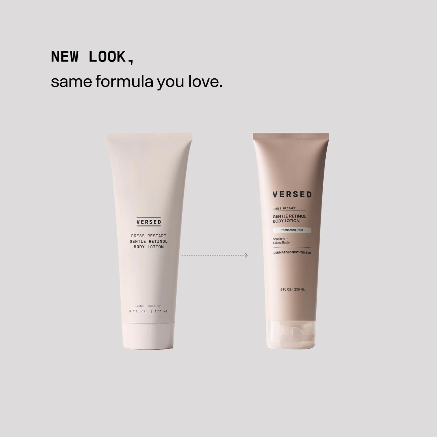 Versed Press Restart Retinol Body Lotion - Cocoa Butter + Squalane Moisturizer for Dry Skin - Firming Body Retinol to Smooth Texture & Brighten Skin - Body Breakout Treatment (8 oz)