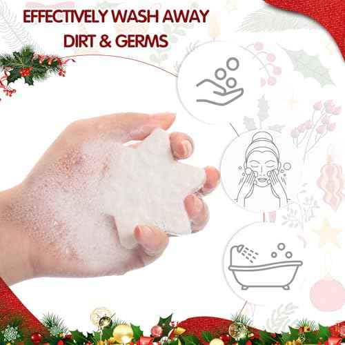 30 Set Christmas Soap Bar Gift Set Christmas Handmade Xmas Tree Santa Clause Gingerbread Snowflake Soaps Bulk Holiday Stocking Stuffer Party Favors for Bathroom(Multicolor,Mixed Style)