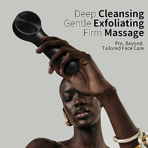 Silicone Face Scrubber, N?graCoola CLIE 2.0 Facial Cleansing Brush, Rechargeable, Waterproof Face Scrub Brush for Cleansing, Exfoliating, Massaging, Electric Facial Exfoliator for Women & Men - Black