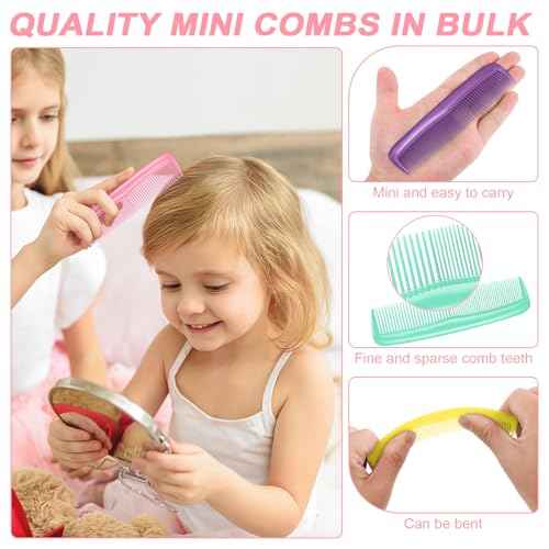 HOFASON 70 Pieces Bulk Mini Wet Hair Brush & Mini Comb Set for Kids Girls Women, Bridesmaid Gifts, Spa Party Supplies, Summer Stuff, 35 Travel Small Brush for Hair 35 Fine Wide Hair Combs for Boy Men