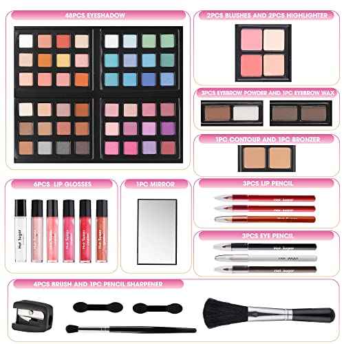 Hot Sugar Makeup Kit for Teenager Girls 10-12, All in One Beginner Makeup Kit for Women Full Kit, Teen makeup kit Cosmetic Gift Set on Birthday Christmas(Purple Daisy)