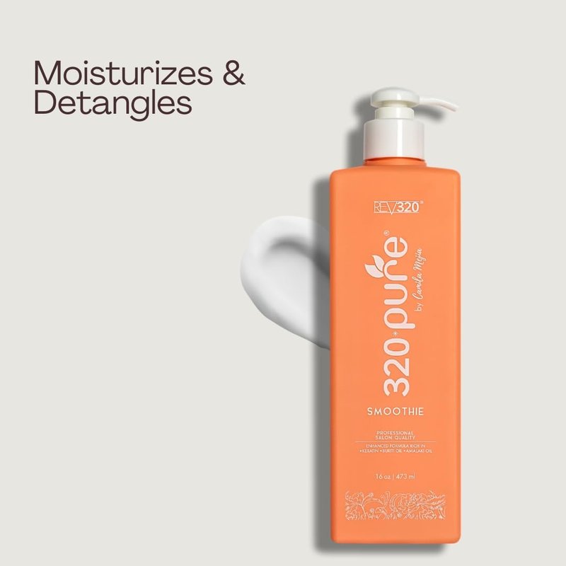 Rev320 320Pure Smoothie Leave In Conditioner 8oz, Sulfate Free, Color Safe & Lightweight Formula, Deep Repair Moisturizing Detangler for Frizzy, Curly, Thick, Wavy, Dry & Damaged Hair
