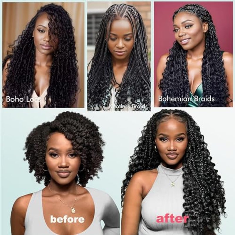 Human Braiding Hair 3 Bundles/Pack 150g Curly Water Wave Human Bulk Hair for Braiding No Weft 10A Brazilian Virgin braiding Hair for Boho Braids Wet and Wavy Braids Extensions (22 22 22inch)