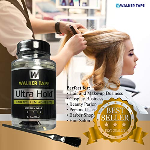 Ultra Hold Hair System Adhesive 3.4oz w/Wig Glue Brush Applicator Saver Bundle Pack | Toupees Front Bonding Wigs Weave Active Lace Glue | Super Bold Hold Lace Adhesive