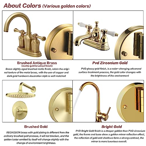 8 Inch Brass Bathroom Magnifying Mirror Wall Mounted 5X, 360 Swivel Extendable Arm Cosmetic Mirror, Home Bathroom Shaving Vanity Mirror, Brushed Antique Brass