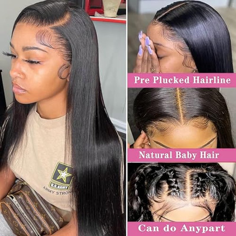 30 Inch Lace Front Wig Human Hair Pre Plucked 200 Density 13x4 HD Transpatent Straight Human Hair Wigs for Black Women Straight Lace Frontal Wigs Human Hair Natural Color (30inch)