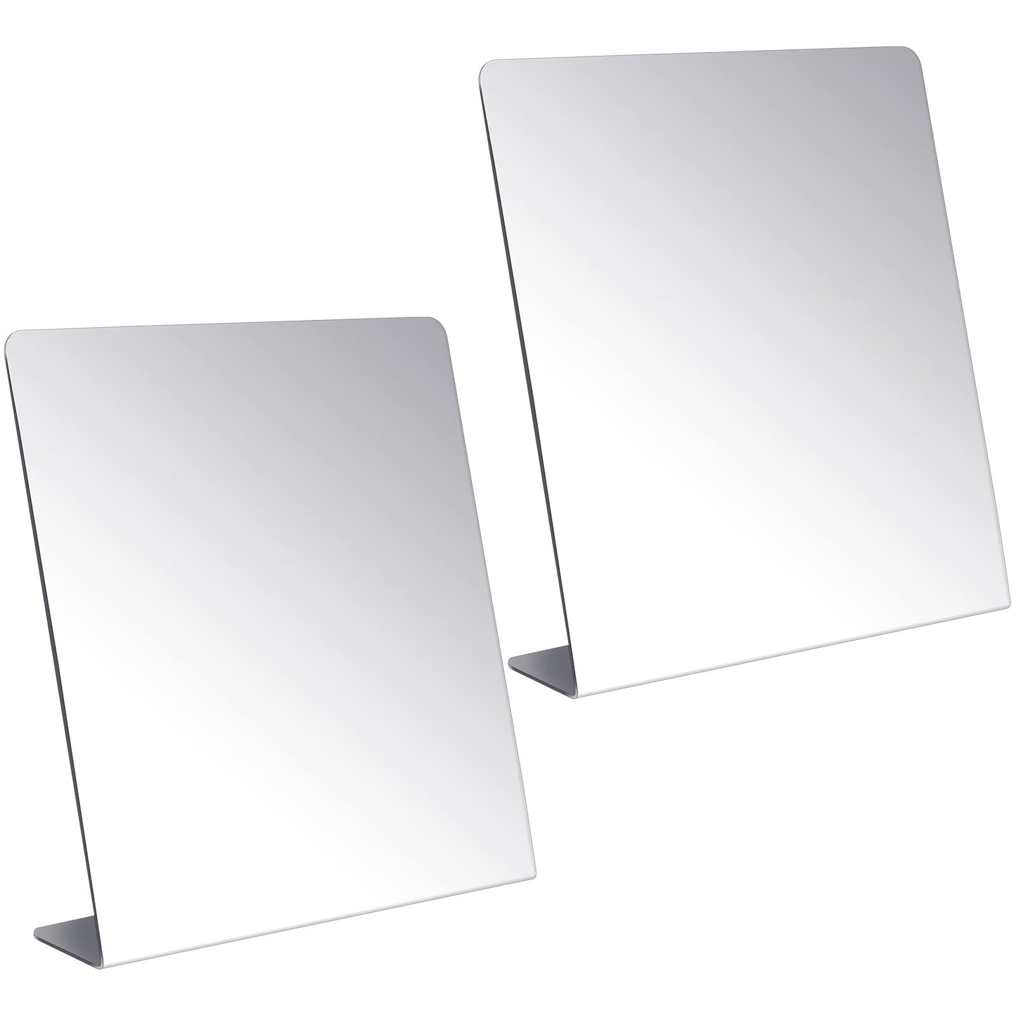 Amyhill 2 Pcs Counter Top Mirror Freestanding Table Desk Mirror Self Portrait Single Sided Acrylic Glass for Tabletop Desk Counter Bedroom Office Bathroom Home Dorm (8.5 x 9 Inch)