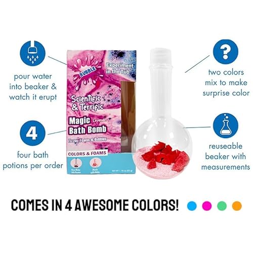 Bath Bomb Potion for Kids, Bath Science Kits 4+4Pack for Foam Fizzies & Bubble, Boys Girls Ages 4-12, Nontoxic & Safe Fun Magic Bubble Bath Kit Toddler Gifts for Halloween, Christmas, Birthday