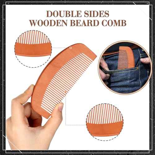 Maitys 10 Sets Beard Brush and Comb Set Bulk Boar Bristle Beard Brush Comb Scissors Kit Gifts for Men Father Colleague Employee Appreciation Christmas(Oval)
